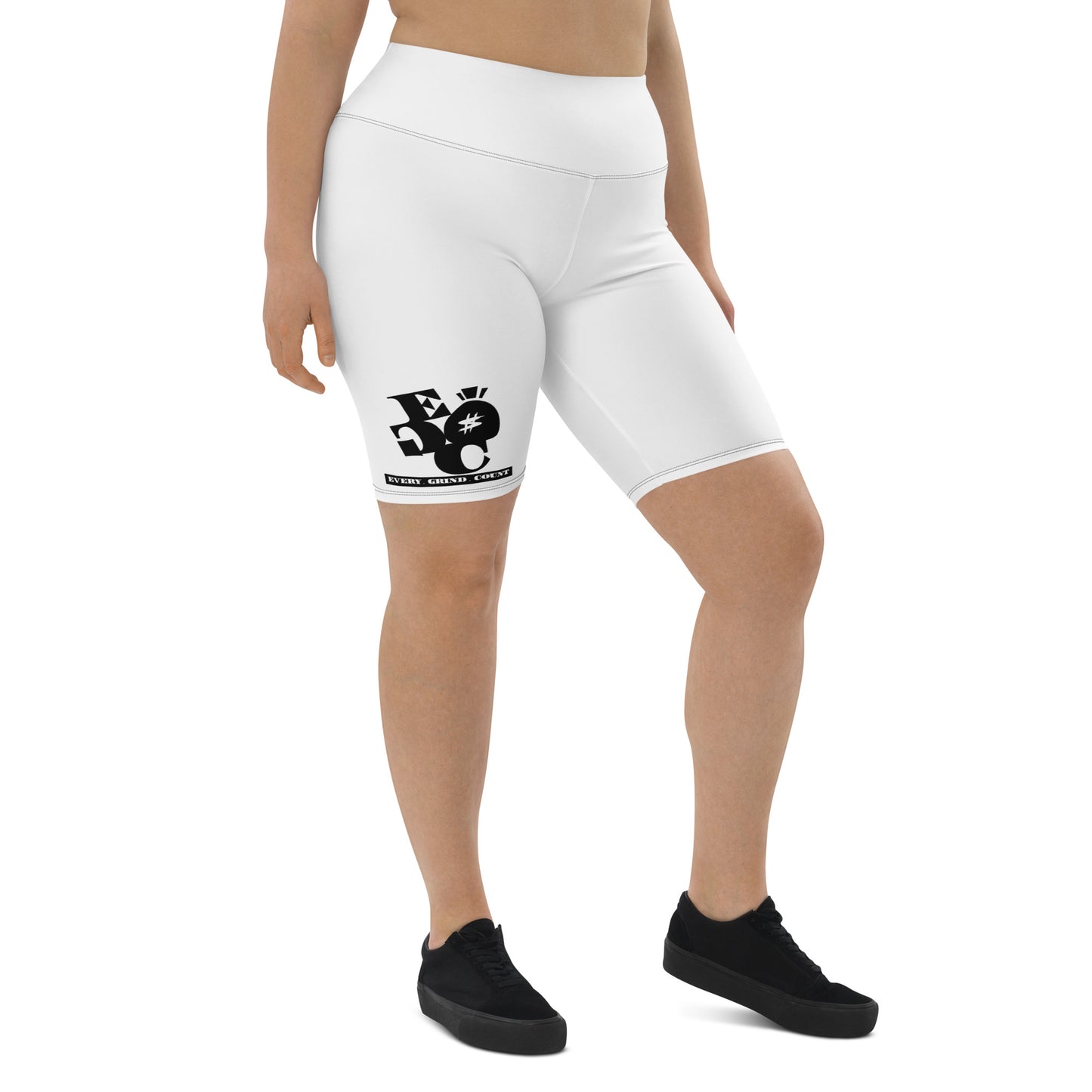 White Black Logo Biker Shorts