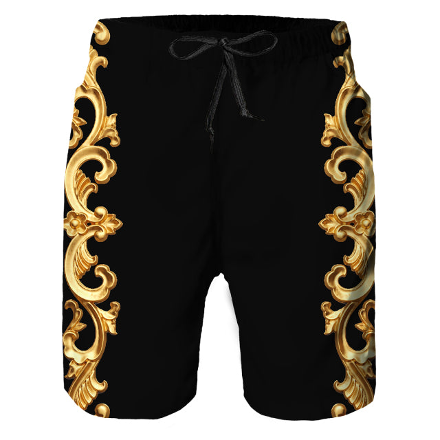 Summer Golden Pattern Lion Head Printed Men T-shirt/Shorts/Suit Graphic O-neck T Shirt and Shorts Short Sleeved