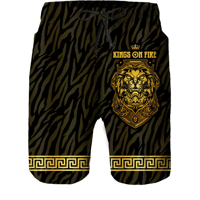 Summer Golden Pattern Lion Head Printed Men T-shirt/Shorts/Suit Graphic O-neck T Shirt and Shorts Short Sleeved